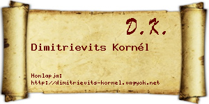 Dimitrievits Kornél névjegykártya